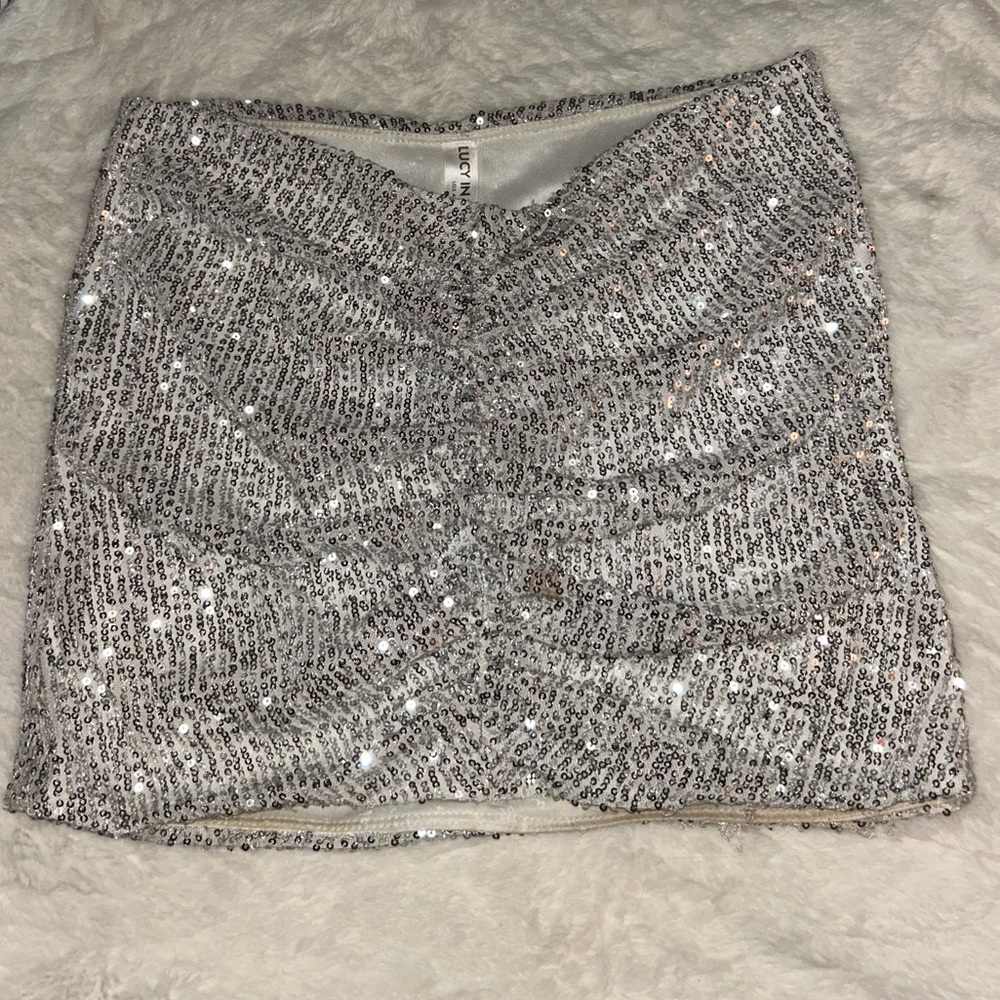 Lucy in the sky Silver Sequin Mini Skirt
